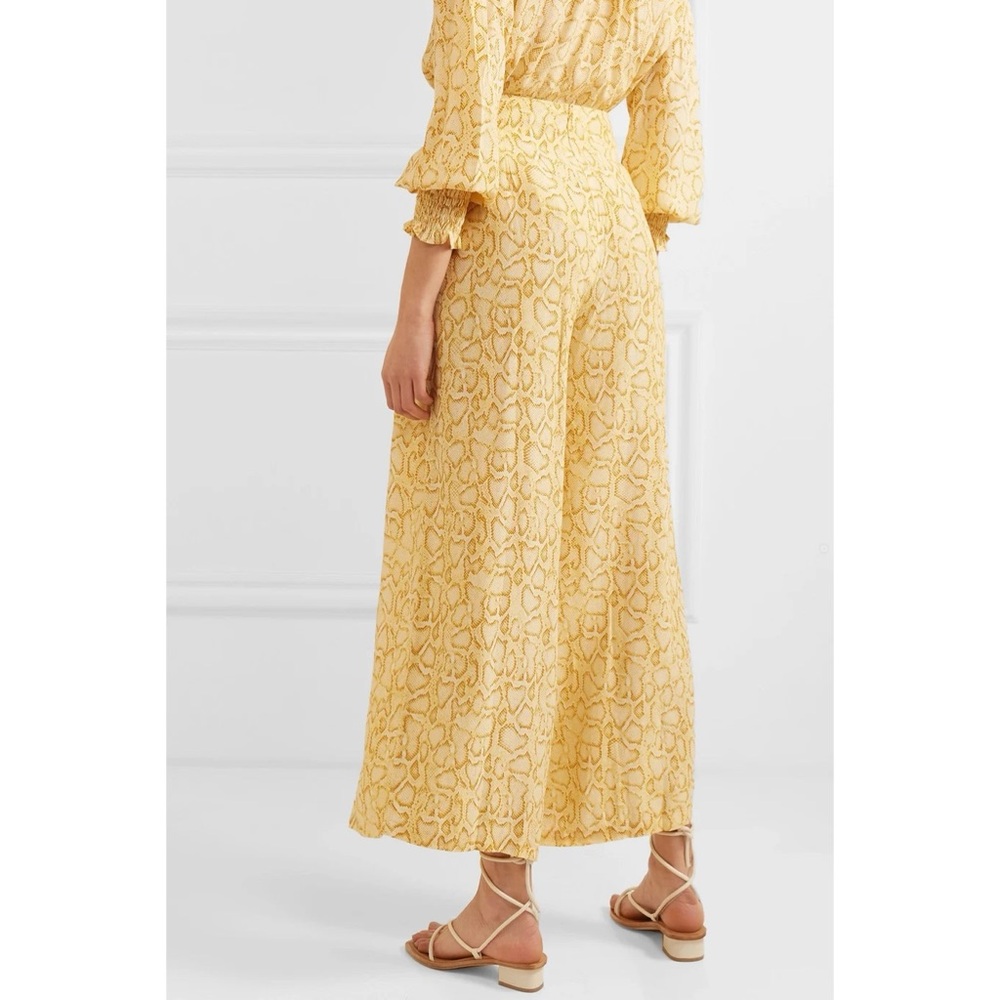 NWT Faithfull the Brand Opal Cropped Petra Snake Print Crepe Wide-leg Pants 4